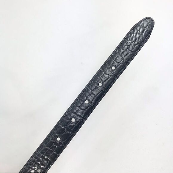 Brighton Black Brown Reptile Embossed Silver Scroll Hardware Reversible Belt - Picture 12 of 16